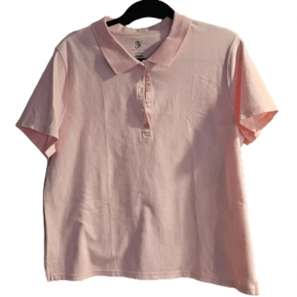 Studio Works Pink Short Sleeve Polo Shirt. NWOT